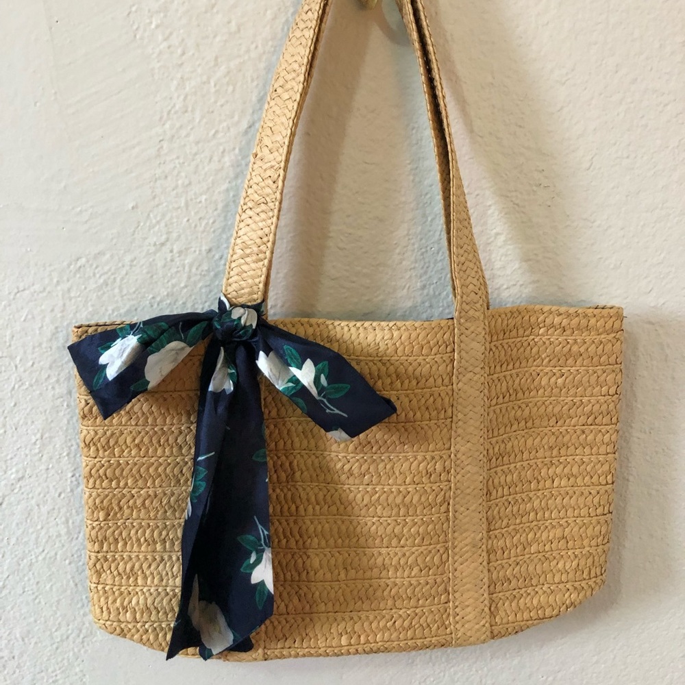 Draper James straw bag with floral sash